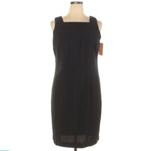 Positive Attitude sz 16 black sqare neckline sleeveless knee length sheath dress